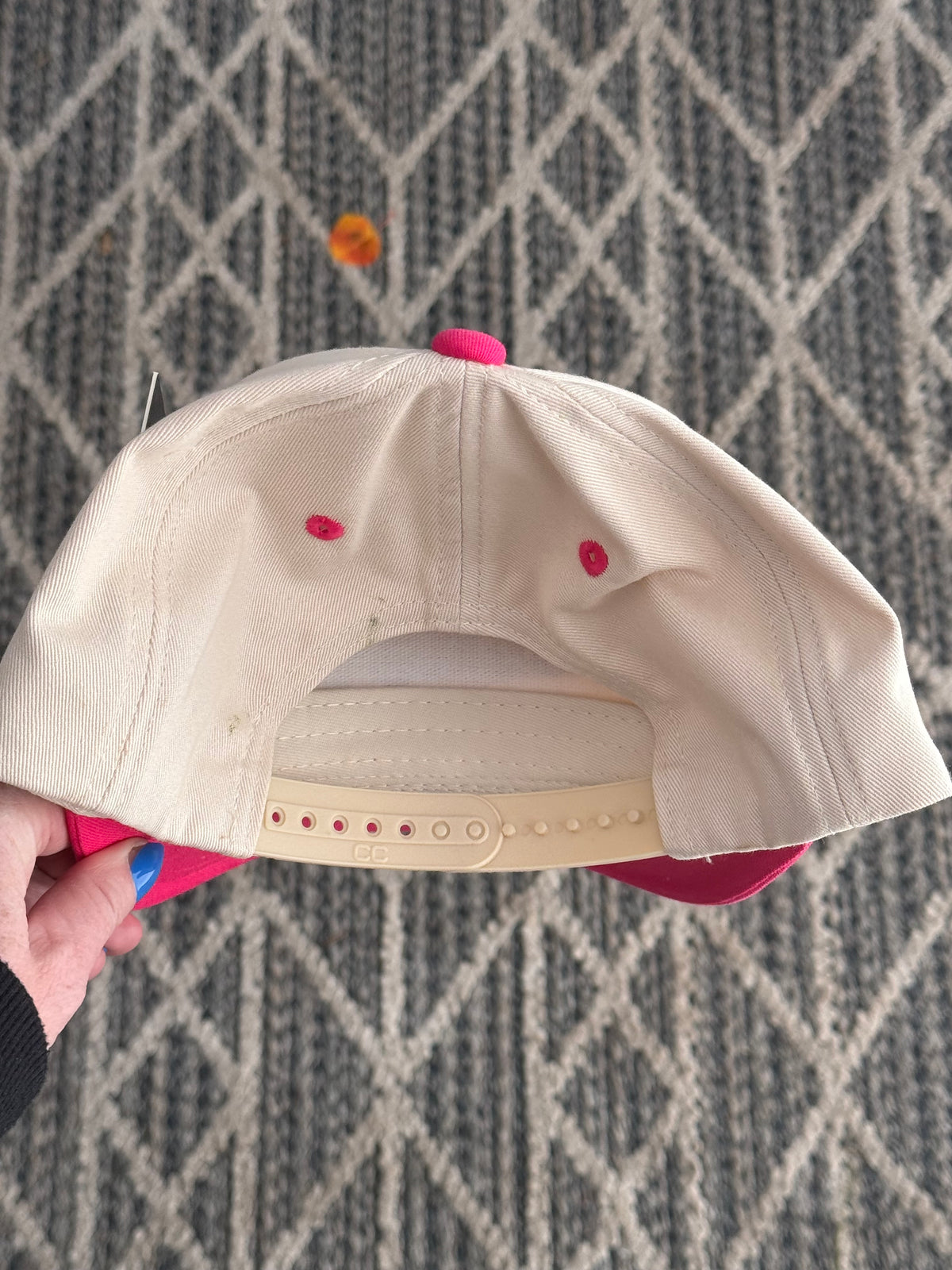 FOR SMALL HEADS...hand painted pink canvas ball cap - fish