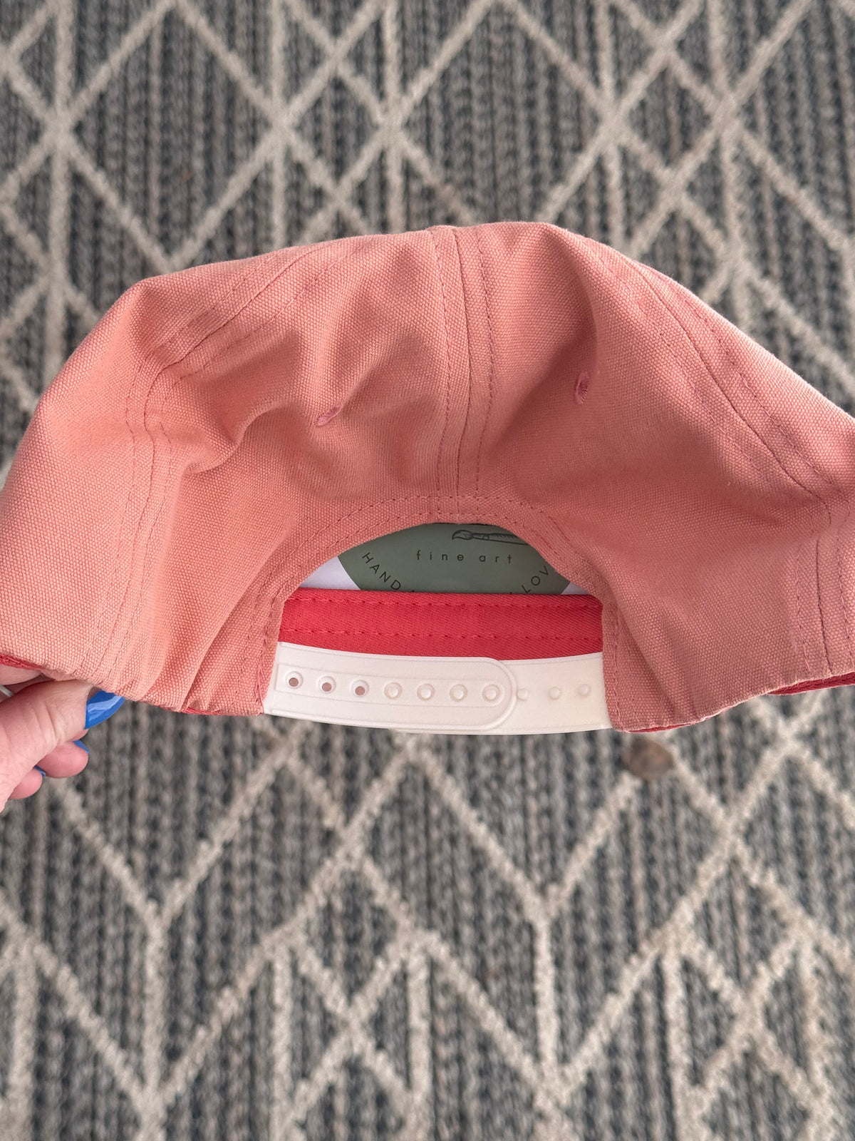 Hand painted coral flat brim canvas hat - Arizona vibes
