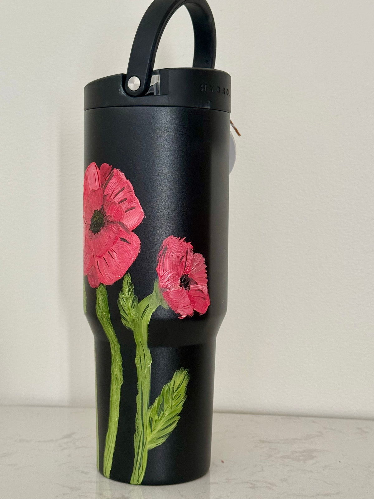 Hand painted 40oz hydrojug - red poppies