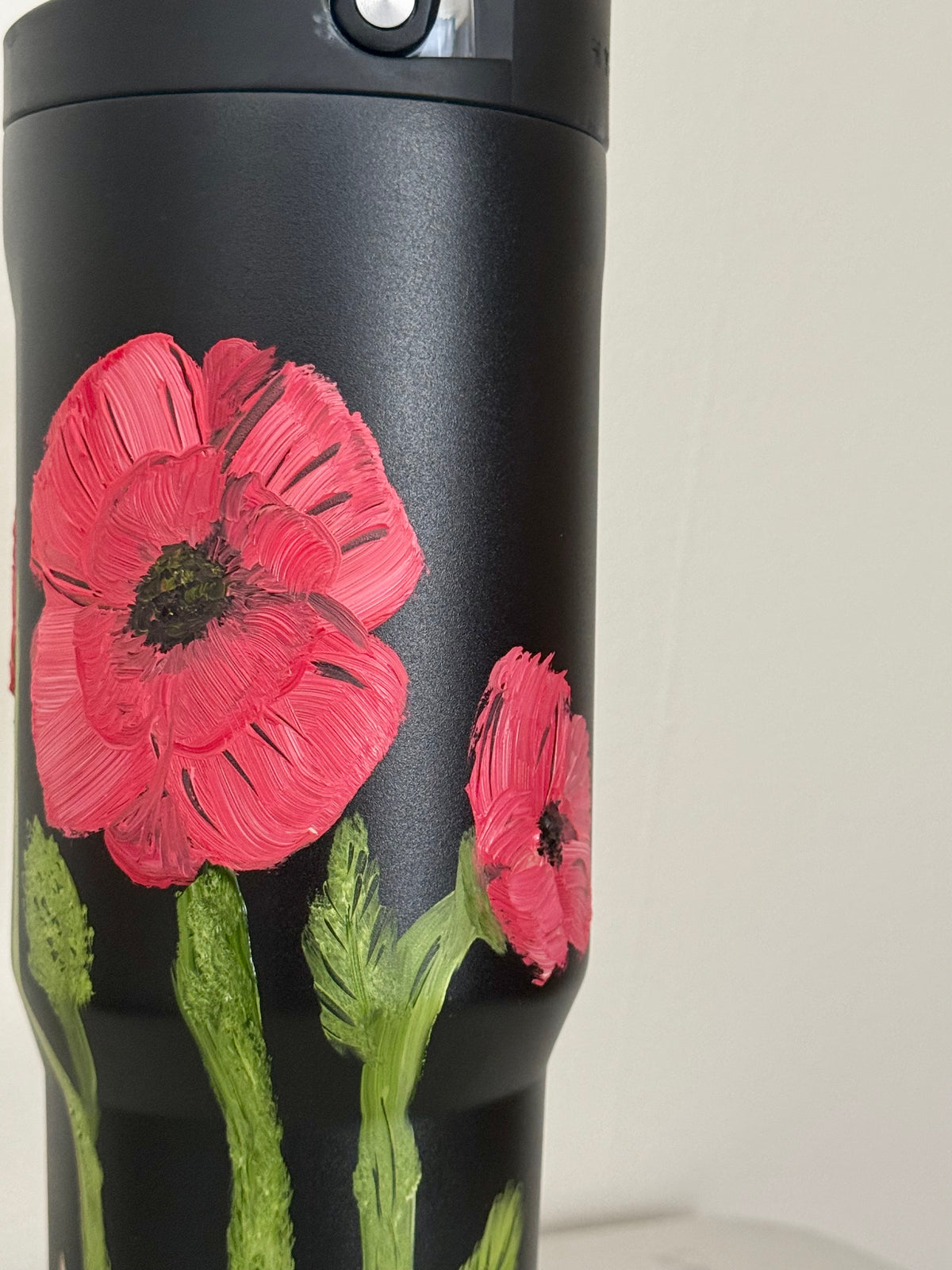 Hand painted 40oz hydrojug - red poppies