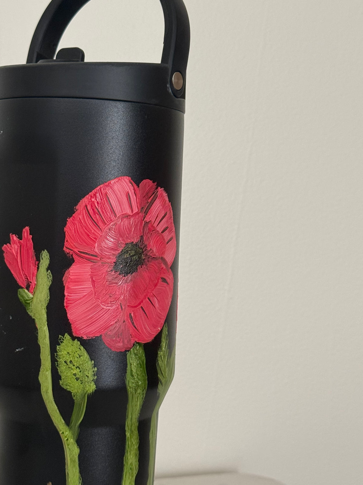 Hand painted 40oz hydrojug - red poppies