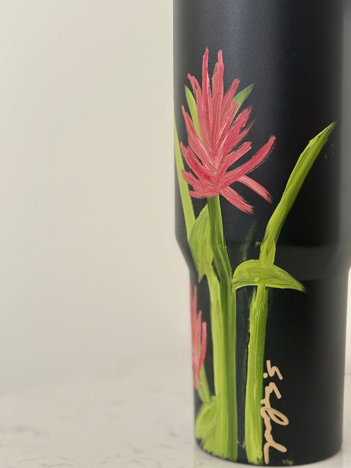 Hand painted 40oz black hydrojug- Indian paintbrush