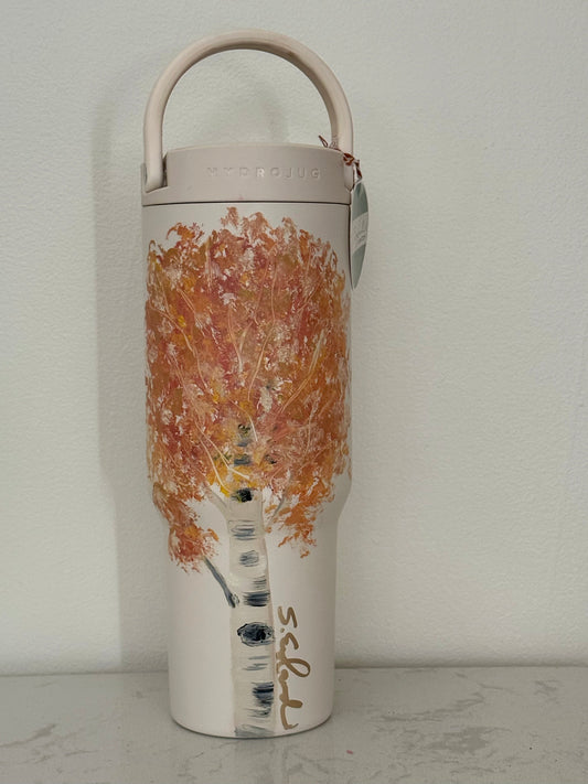 Hand painted 34oz cream hydro jug - lone fall aspen