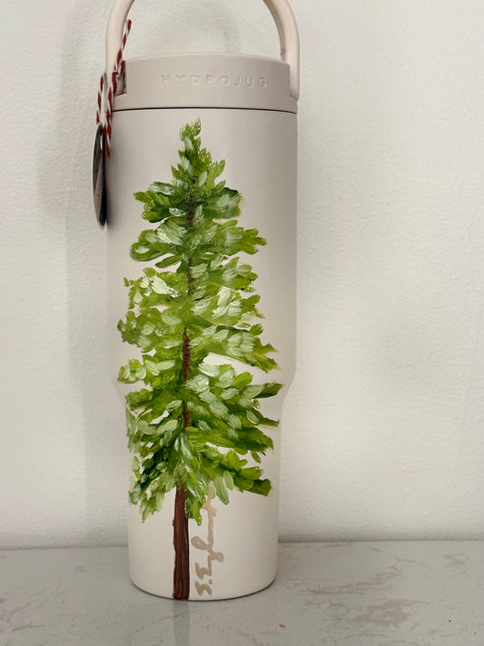 Hand painted cream 34oz hydrojug - summer lone tree