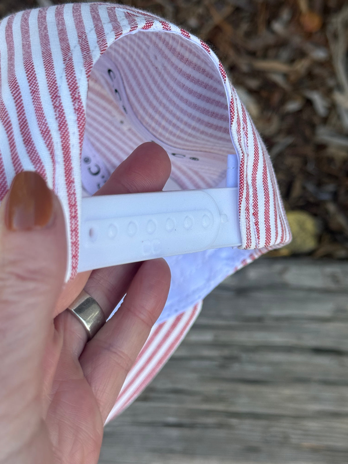 Hand painted red/white stripped baseball hat- American flag vibes