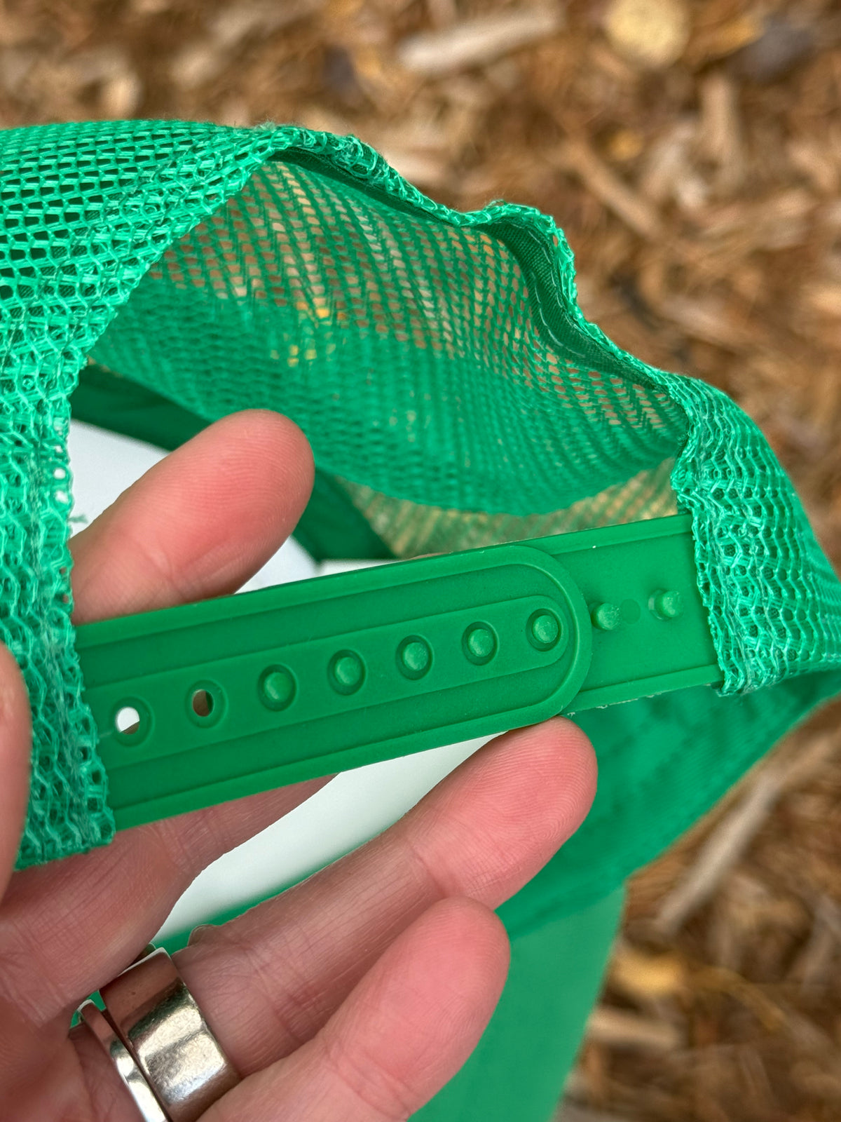 Hand painted wearable art!  Painted on white/green foam trucker hat - rainbow fish